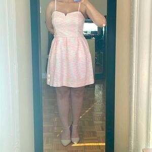 Anthropologie Moulinette soeurs vetements pink white tweed removable strap dress